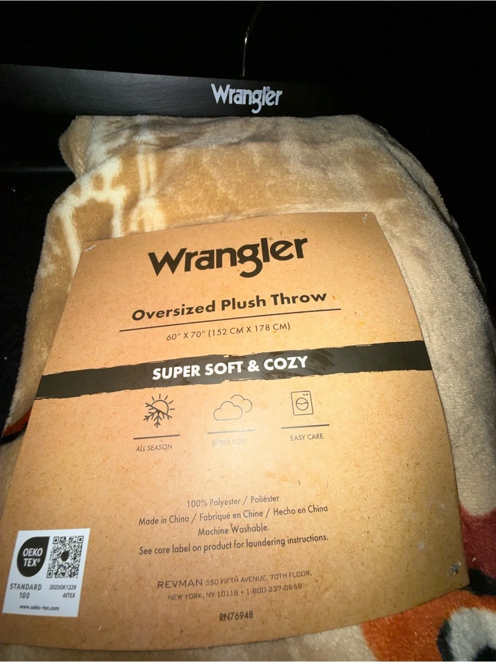 NEW Wrangler OVERSIZED Throw 60x70” Western Cowboy Skeletons Cowboy Boots & Hat